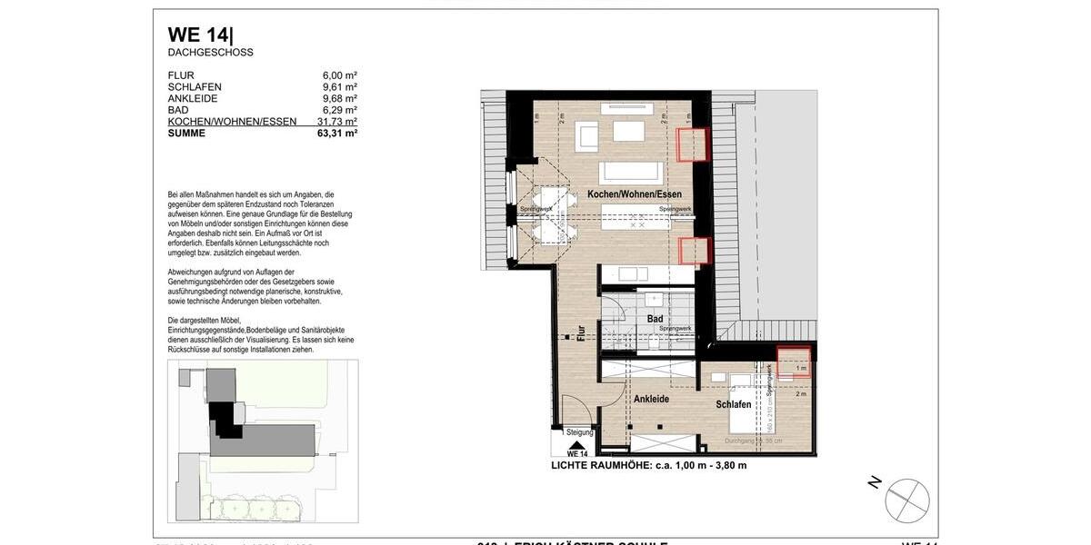 Dachgeschoßwohnung Krefeld Fischeln - 2 Zimmer, 63 m&sup2;, 887&euro; | Angebot:25082657