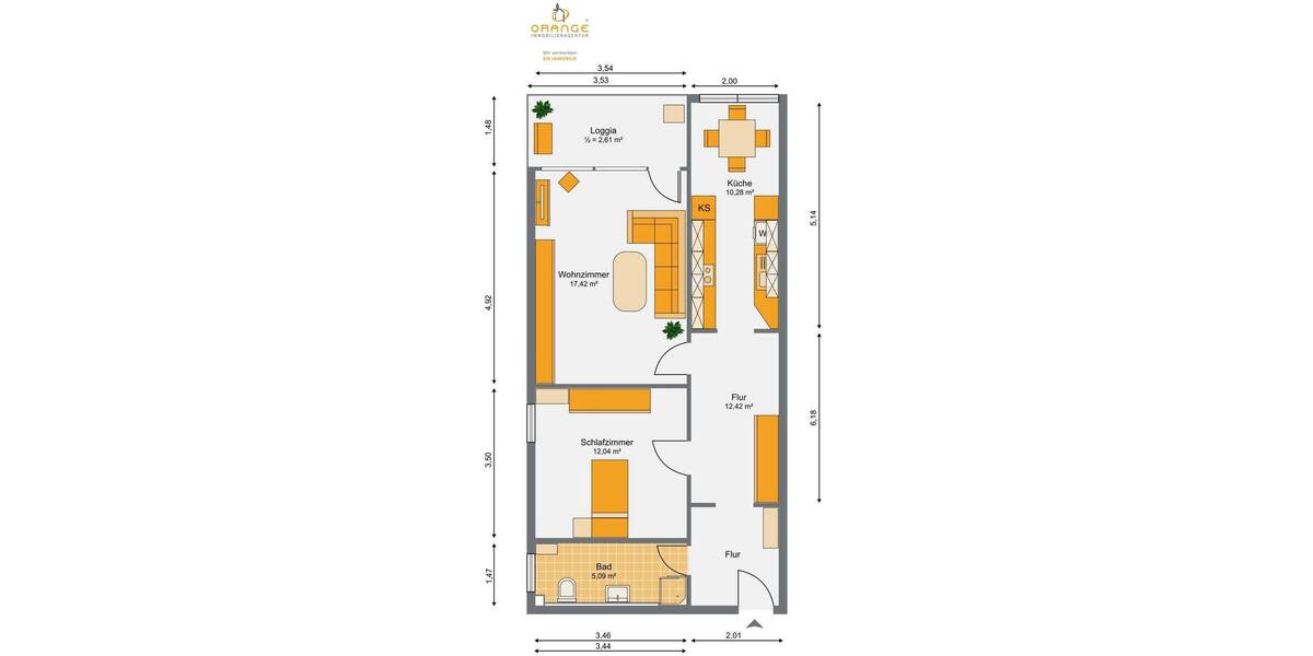 Etagenwohnung Duisburg / Hochfeld Hochfeld - 2 Zimmer, 58 m&sup2;, 690&euro; | Angebot:26815820